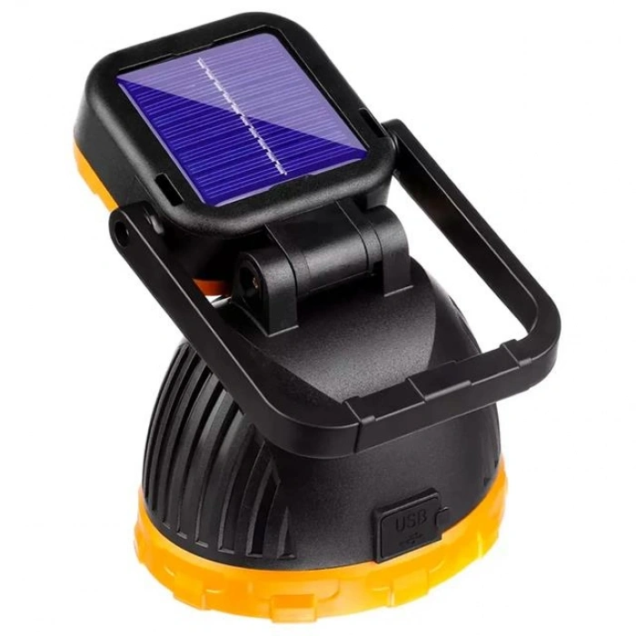 PowerMaster PM-8033A Solar Şarjlı 6 Modlu EL Feneri Ve Işıldak Acil Durum Lambası (Beyaz Sarı Kırmızı)