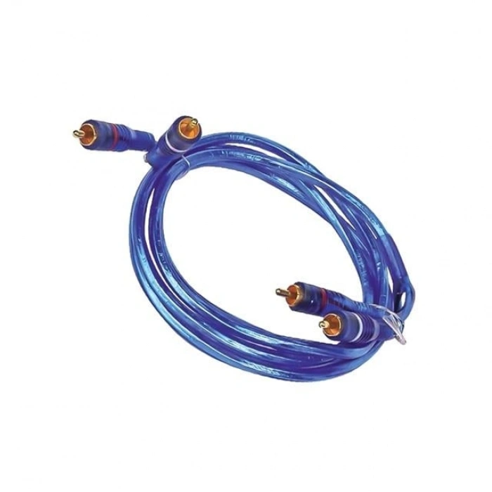 PowerMaster PM-936 2 RCA - 2 RCA Erkek 1.7 Metre Mavi Şeffaf Oto Amfi Ses Kablosu
