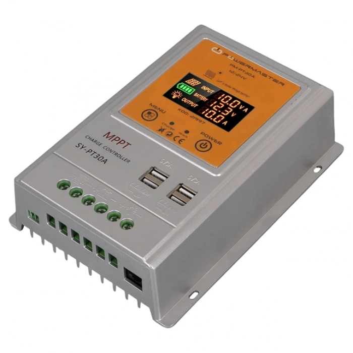 Powermaster PM-PT30A 12V-24V 30 Amper MPPT 4 USBli Dijital Alüminyum Kasa Solar Şarj Regülatörü