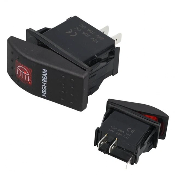 PowerMaster Projektör Sembollü Işıklı 3 Pinli On-Off 12-24V Marin Switch