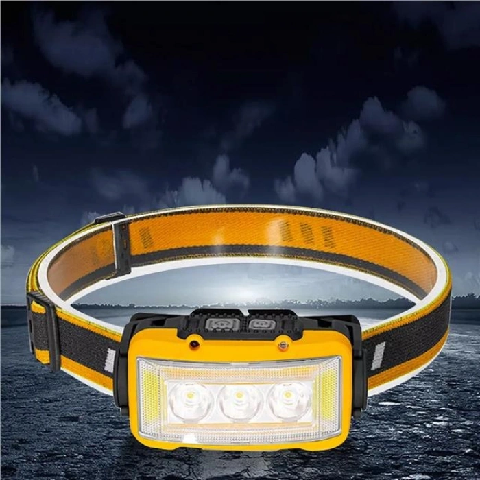 Powermaster S03 Sarı 10 Watt Sensörlü 11 Işık Modlu 24 Beyaz Smd + 6 Kırmızı Smd + 1 Power Ledli Kafa Lambası