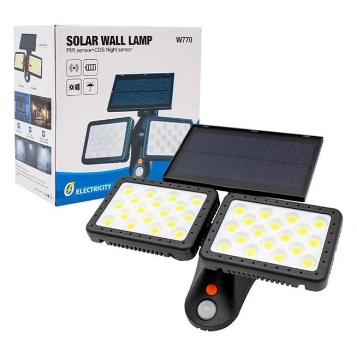 Powermaster Sensörlü 36 Cob Ledli Solar Aydınlatmalı Duvar Lambası W770B