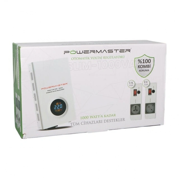Powermaster SLIM-1000 Otomatik 1000 Watt Voltaj Kombi Regülatörü