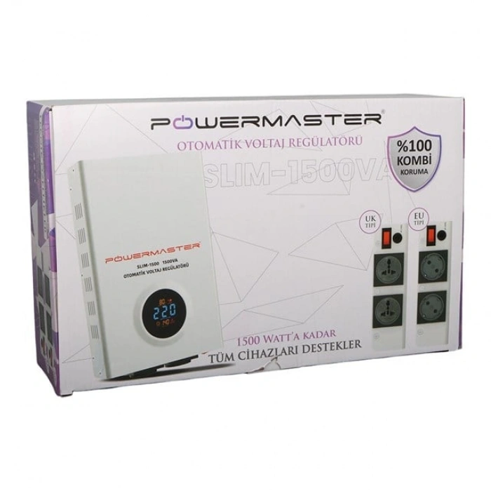 Powermaster SLIM-1500 Otomatik 1500 Watt Voltaj Kombi Regülatörü