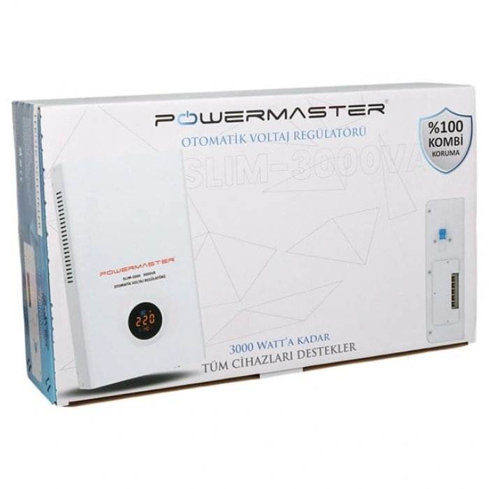 Powermaster SLIM-3000 Otomatik 3000 Watt Kombi Voltaj Regülatörü