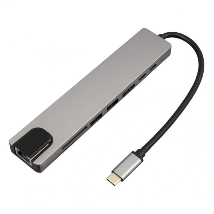 Powermaster Type-C 8in1 HDMI Çok Fonksiyonlu USB 3.0 Dock Station (Macbook - PC - Playstation - Xbox)