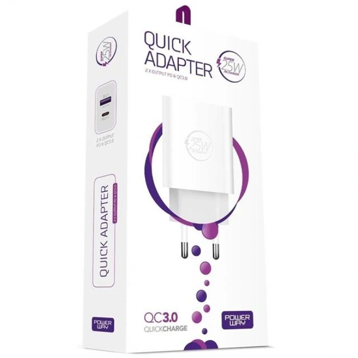 Powerway HW25 Usb 3.0 / Type-C 25W 3.0 A Hızlı Şarj Aleti Başlığı PD25W