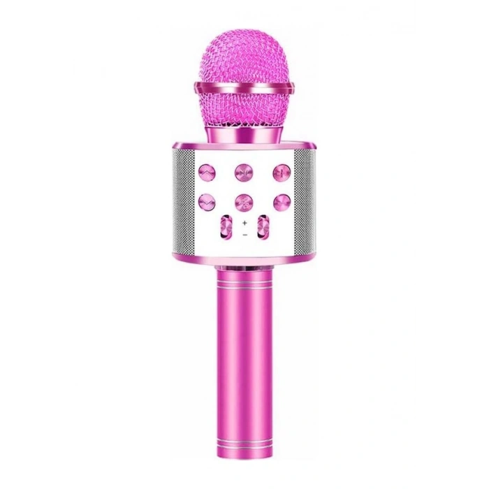 Renkli Kareko Mikrofon Ws-858 Karaoke Mikrofon Pembe