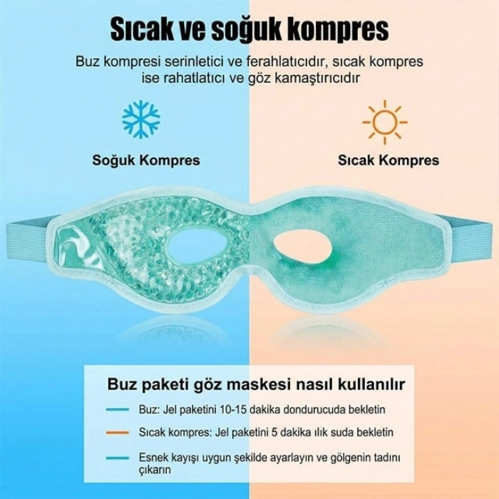 Sunup SN-29668 Jel Boncuklu Göz Maskesi Soğuk & Sıcak Kullanım Rahatlatıcı Terapi Maskesi