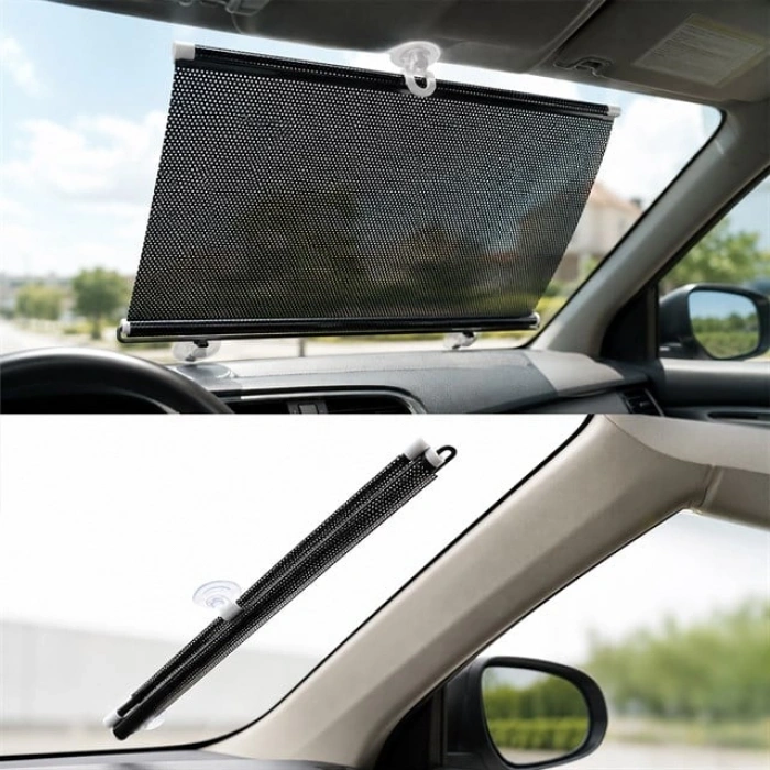 Sunup SN-22132 Araç İçi Otomatik Geri Sarımlı Katlanabilir Gözenekli Güneşlik 40x125cm
