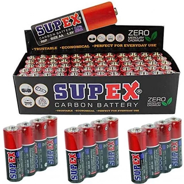 Supex R6 1.5 Volt Çinko Karbon AA Kalem Pil 60lı Kalem Pil