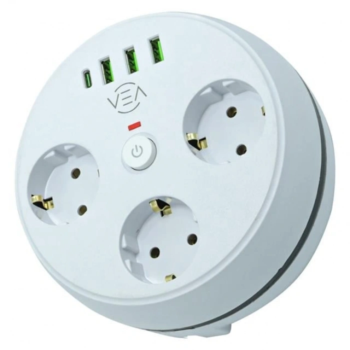 Vea VE-26583 3LÜ 1.5 Metre Kablolu 3 USB / TYPE-C Girişli Akım Korumalı Grup Priz