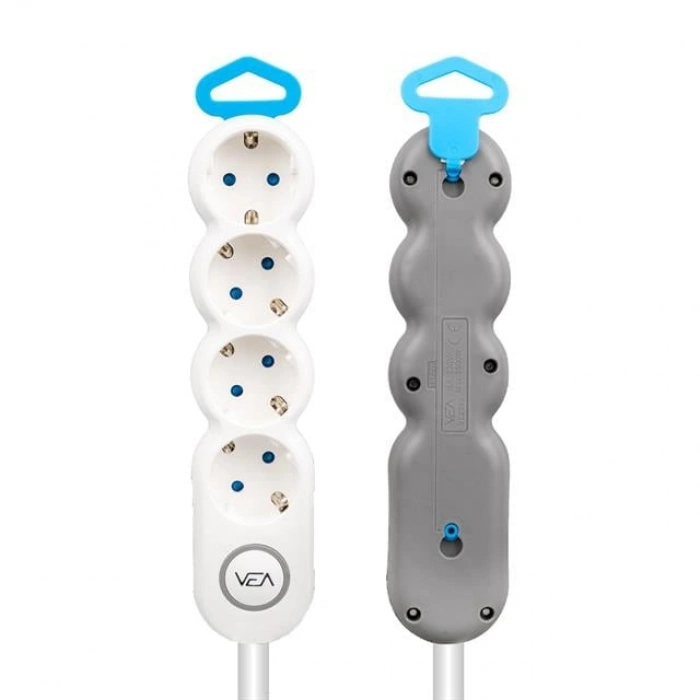 Vea VE-2S4S 4Lü 1.5 Metre Kablolu Anahtarlı Grup Priz