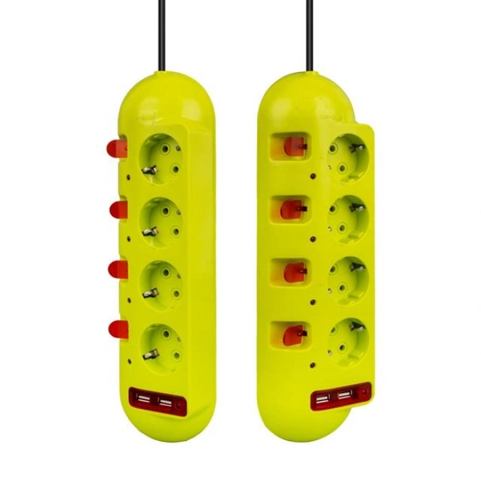 Vea VE-E40USB 4lü 2 USBli 1.5 Metre Ayrı Anahtarlı Grup Priz