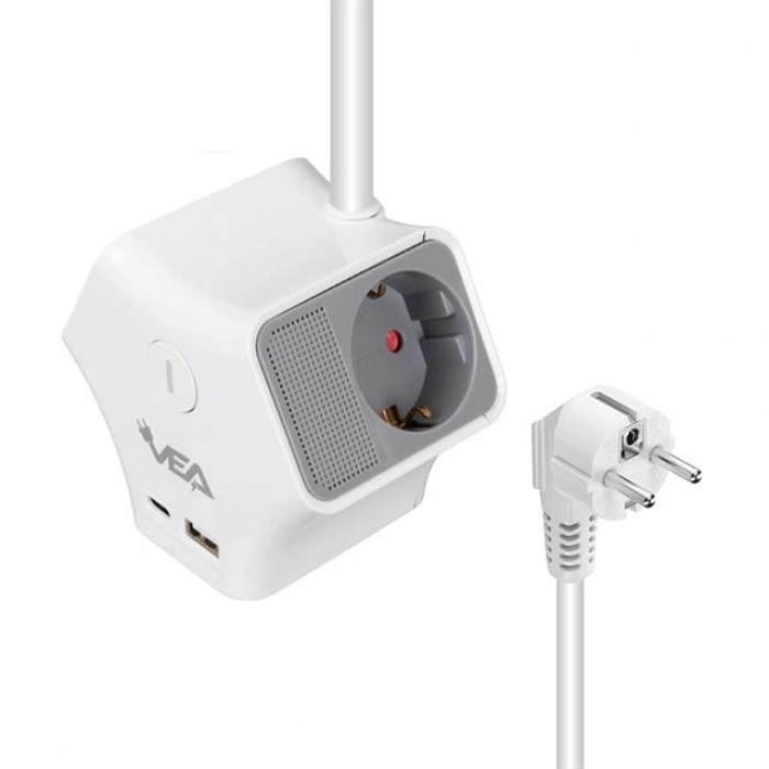 Vea VE-G903YC 3lü USB+ Type-C Girişli Anahtarlı 1.5 Metre Grup Priz