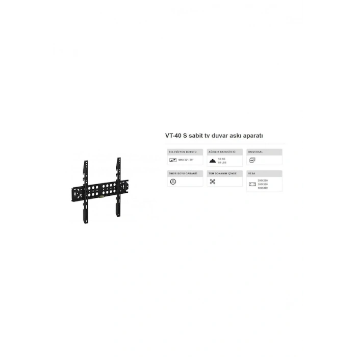 Vontech Vt 40s Tv Askı Aparatı 32-55 İnç Sabit 10x45 Cm