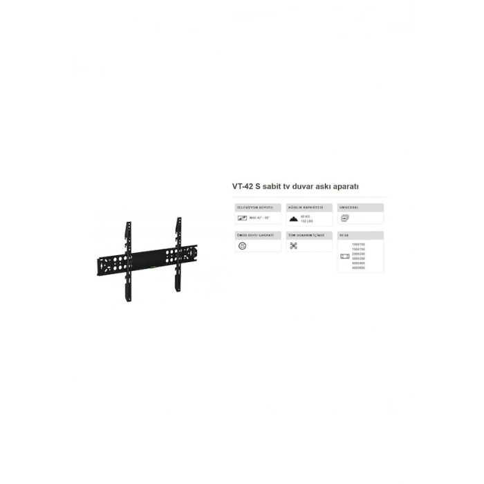 Vontech Vt 42s Tv Askı Aparatı 42-65 İnç Sabit 10x70 Cm