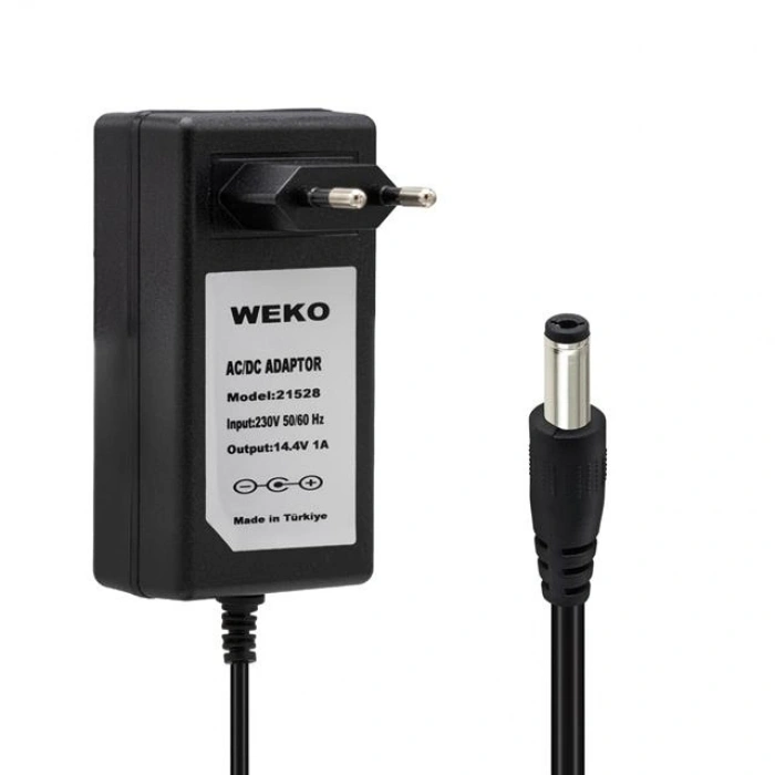 Weko 14.4 Volt - 1 Amper 5.5*2.5 Uçlu Plastik Işıklı Kasa Priz Tip Adaptör