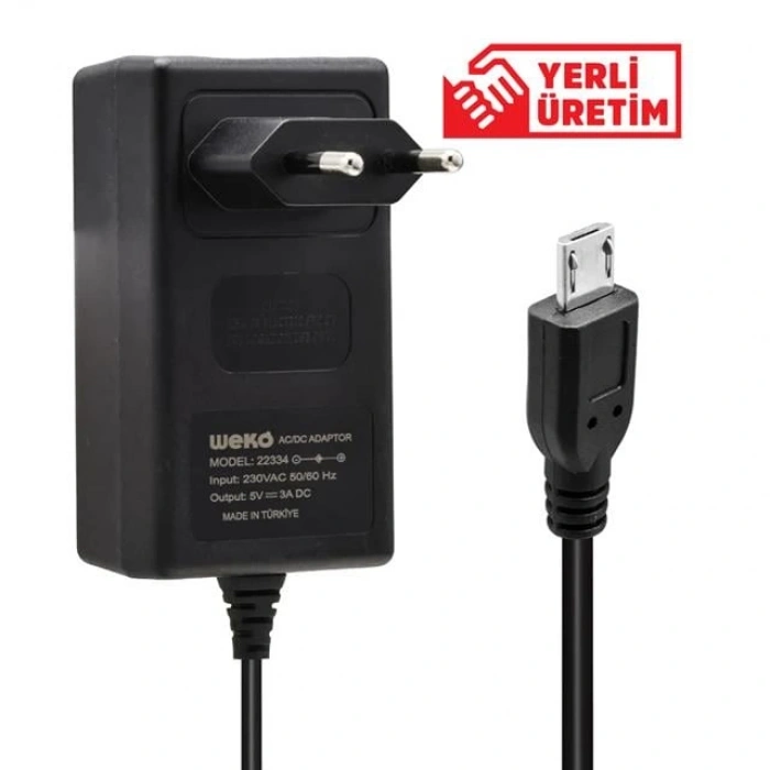 Weko 5 Volt - 3 Amper Micro Usb Uçlu Priz Tipi Adaptör