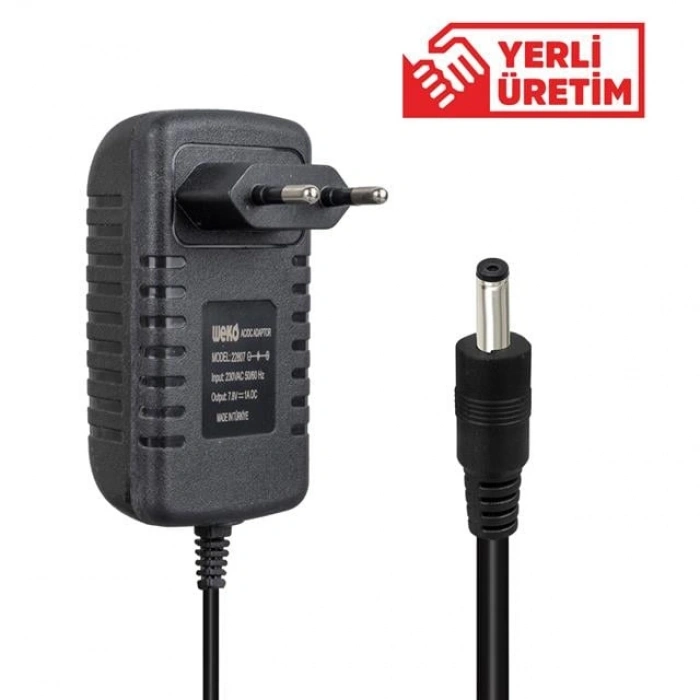 Weko 7.8 Volt - 1 Amper 4.0*1.7 Uçlu Gösterge Ledli Yerli Üretim Akü Şarj Adaptörü
