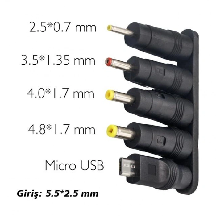 Weko Çoklu Yedek Adaptör Uç Çevirici (2.5*0.7Mm - 4.8*1.7Mm - 3.0*1.1Mm - 4.0*1.7Mm - Micro Usb)