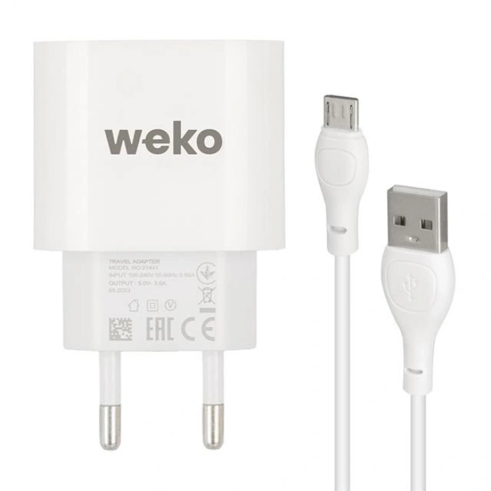 Weko WK-21441 PDU QC 3.0 Amper Telefon Şarj Adaptörü + Micro USB Kablo