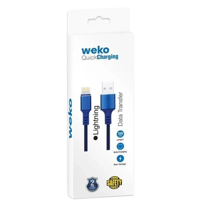 Weko WK-22025 USB To Lightning Örgülü Siyah Telefon Şarj Kablosu