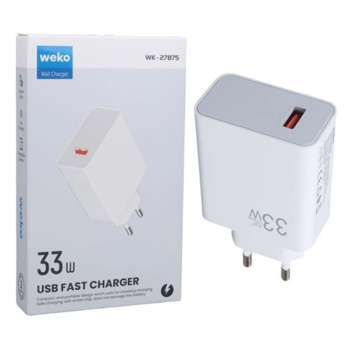 Weko WK-27875 M11 Beyaz 33 Watt Turbo Usb Şarj Başlık Adaptörü