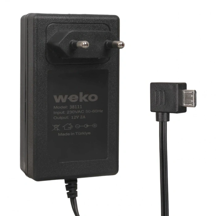 Weko WK-38111 Yerli Üretim 12 Volt - 2 Amper Micro Usb L Uçlu Priz Tipi Adaptör