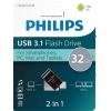 Philips FM32DC152B/00 32Gb 2 IN 1 TYPE-C/USB 3.1 Siyah Gri USB Bellek