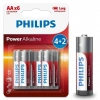 Philips LR6P6BP/10 LR6 Mignon 1.5 Volt 4+2 Power Alkaline AA Kalem Pil (6li Paket)