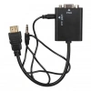 Powermaster PM-32015 Siyah 3.5mm Ses Destekli HDMI to VGA+Audio Dönüştürücü Adaptör