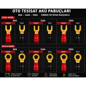 10GA M8 Halka Kablo Terminali - Kablo Pabucu - Kırmızı