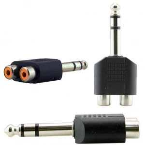 6.3 Mm Stereo Erkek - 2 Rca Dişi Çevirici Jack