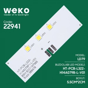 Buzdolabı İç Aydınlatma Ledi LD79 HT-PCB-L322-H14A079B-L-V01 3 Çipli