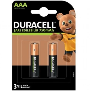 Duracell 750 mA Şarjlı AAA İnce Kalem 2li Pil HR03/DC2400