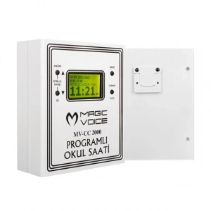 Magicvoice MV-CC2000 USB Duvar Tipi Programlı 20 Adet MP3 Formatı Zil / İstiklal Marşlı Akıllı Dijital Okul Saati (Çan Takılabilir)