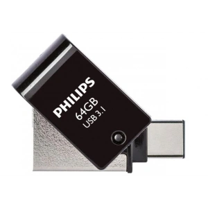 Philips FM12DC152B/00 128GB 2 IN 1 TYPE-C/USB 3.1 Siyah Gri USB Flash Bellek