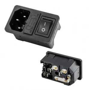PowerMaster IC-214A-S C14 Power Soket Erkek Anahtarlı+Fuseli Kulaksız UL Sertifikalı