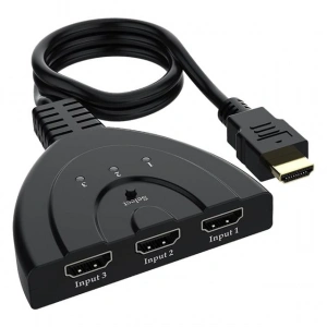 PowerMaster PM-17229 3 Giriş 1 Çıkış HDMI Switcher Çoğaltıcı Toplayıcı Aparat 30 CM Kablolu Seçme Düğmeli