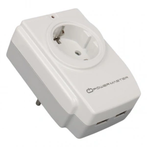 PowerMaster PM-18721 16 Amper - 3680 Watt Tekli Çocuk Korumalı 2 USBLI 1400 Joule Akım Korumalı Priz