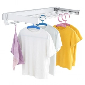 Sunup SN-37717 Katlanabilir Çamaşır Askılığı Duvara Monte Gizli Balkon Akordeon Kurutma Beyaz