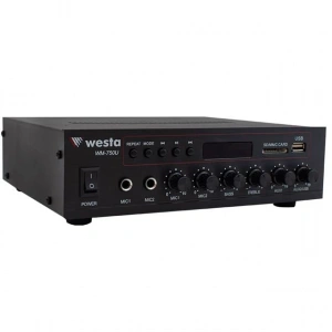 Westa WM-750U 80 Watt 100V-70V Mini 4-16 Ohm USB-SD-Bluetooth 2 Mikrofon Girişli Trafolu Anfi