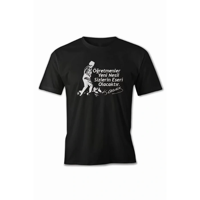 24 Kasım Öğretmenler Baskılı T-shirt - Siyah