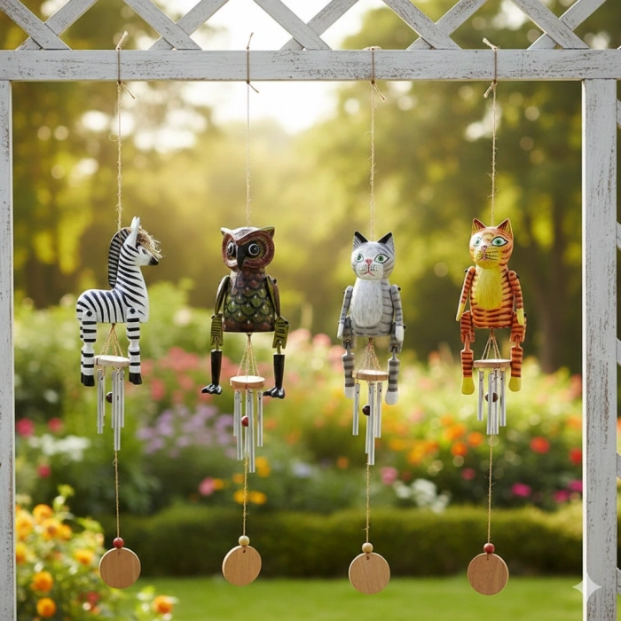 Ahşap Hayvan Figürlü Rüzgar Çanı Model 2