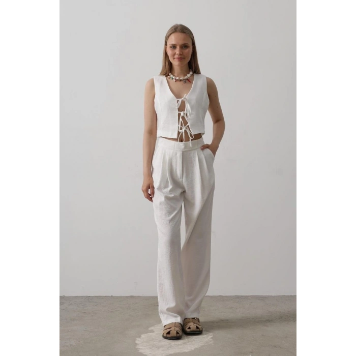 Bağlamalı Yelek - Beyaz