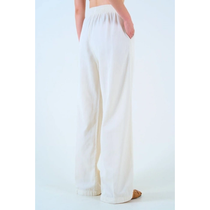 Beli Lastikli Palazo Pantolon - Taş