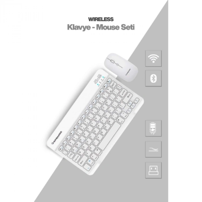Beyaz Kablosuz Klavye Ve Mouse Seti
