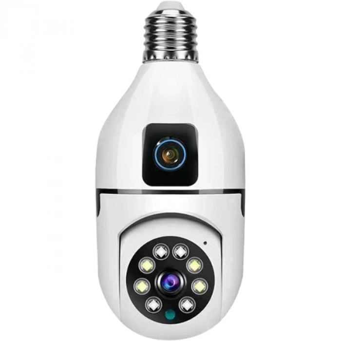 Çift Lensli Duy Girişli Kablosuz Ampul Kamera