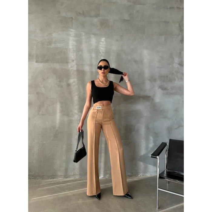 DREAMS ETİKETLİ PALAZZO PANTOLON - Bej